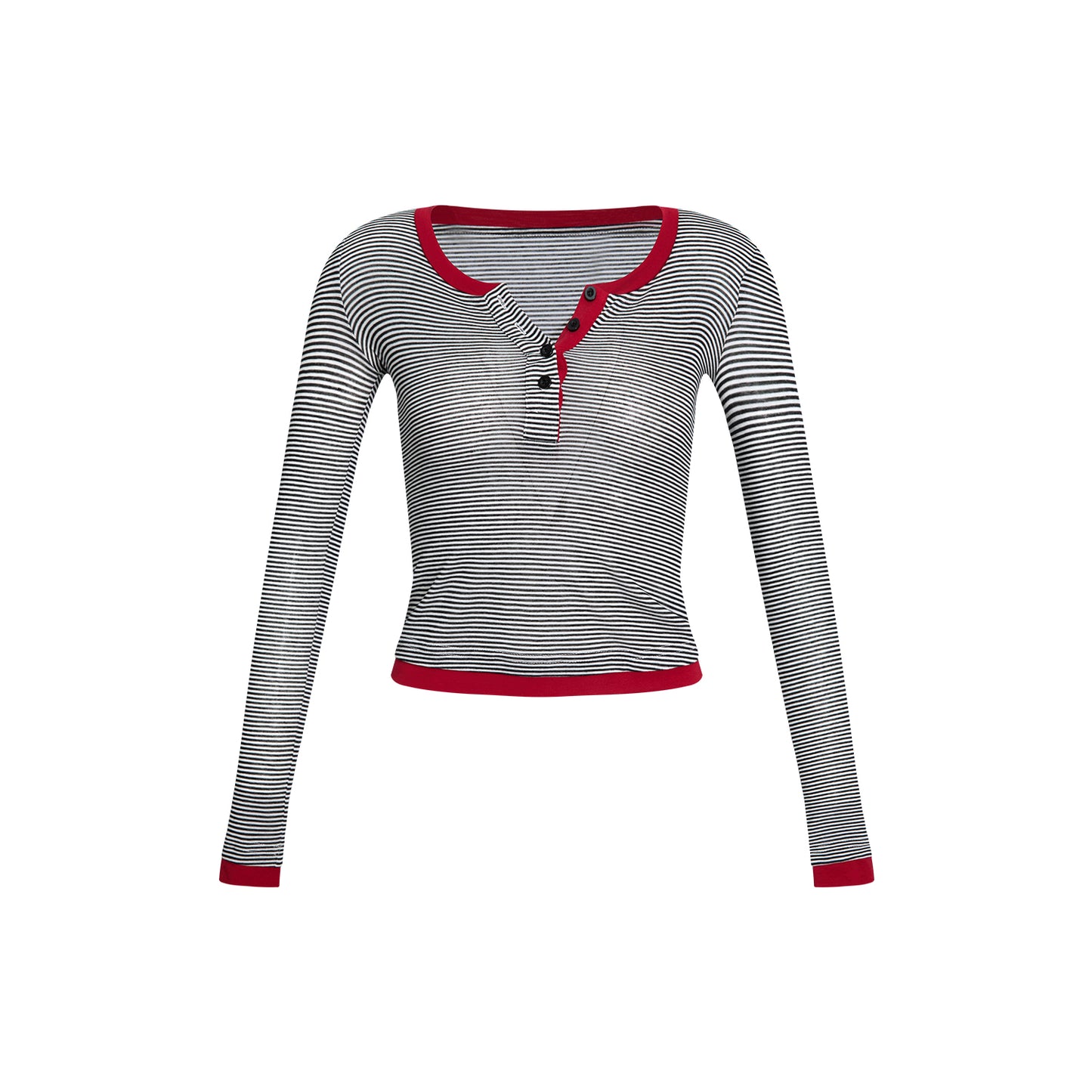 Cropped Stripe Henley Shirt