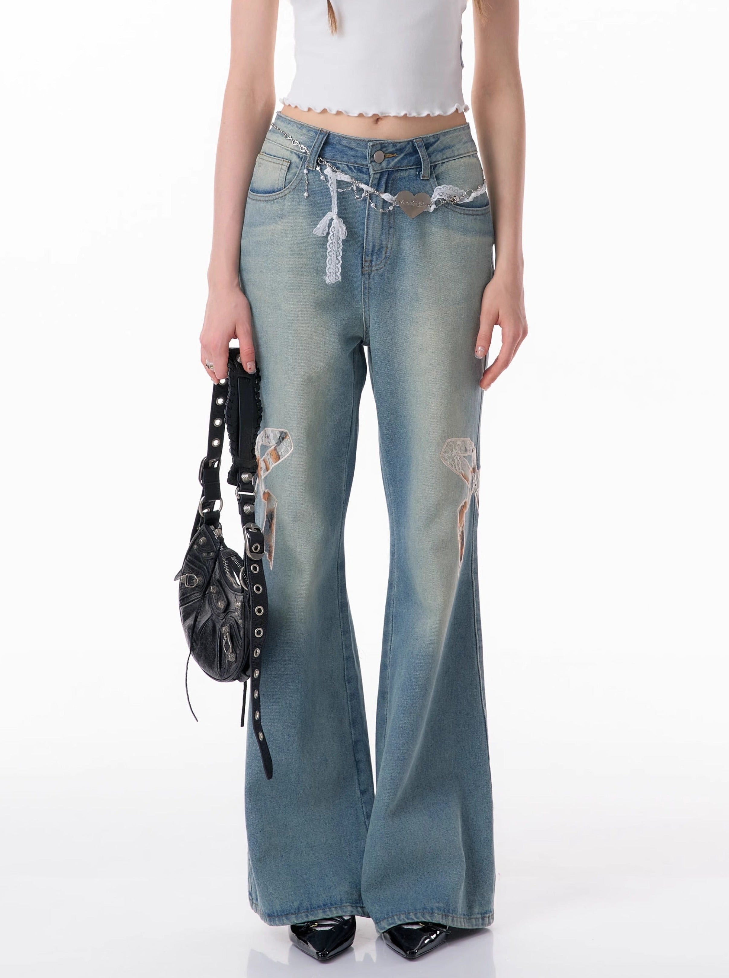 Fringed Burr Slightly Flared Jeans Women