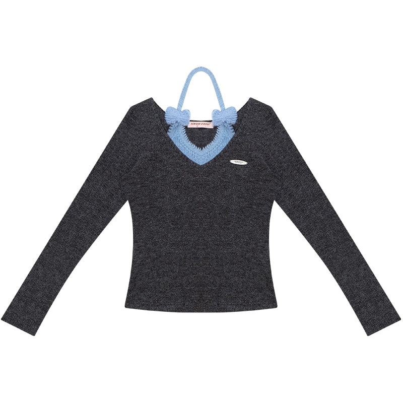 Bow Halter Knitted Top