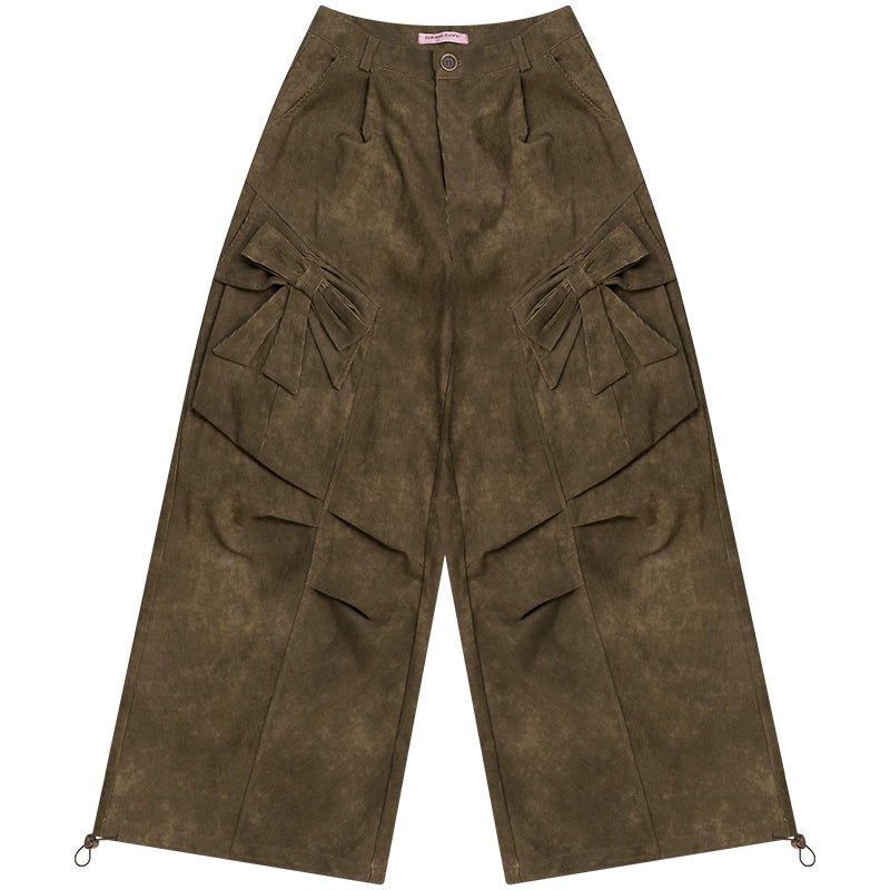 Autumn Retro Bow High Waist Slimming Trousers