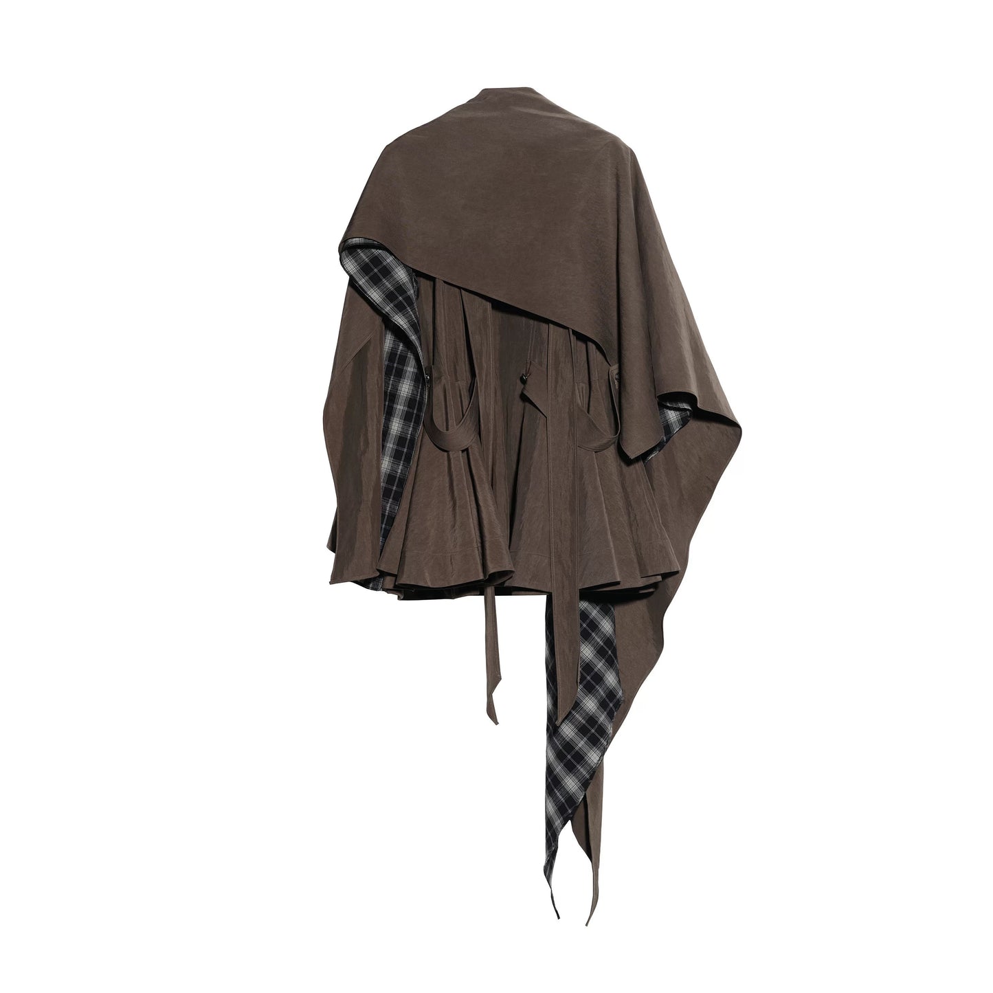 Earth-Toned Detachable Cape Dress