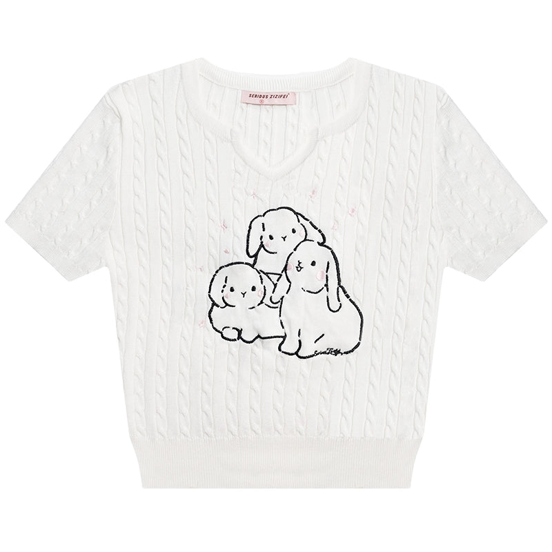 T-shirt à col V slim à manches courtes