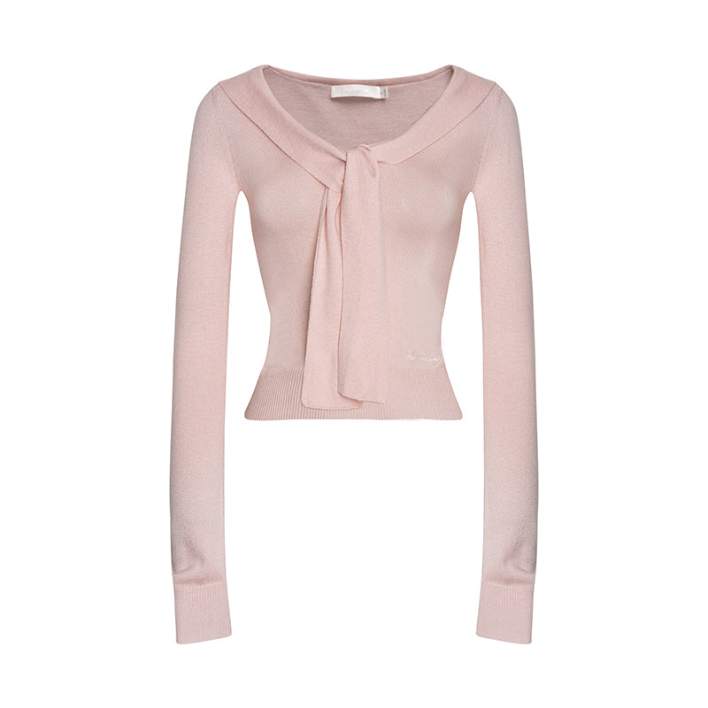 Romantic Navy Knit Shawl Top