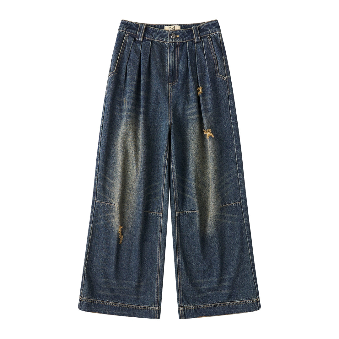 Pantalons à patch déchiré de personnalité rétro