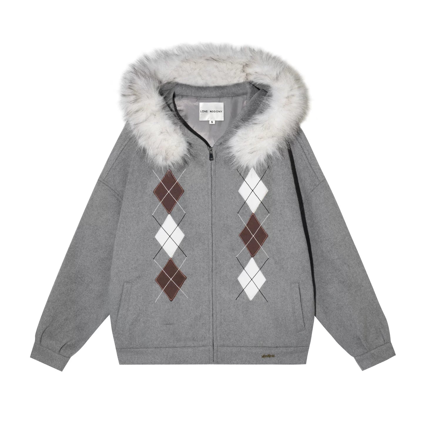 Diamond-Embroidered Woolen Jacket