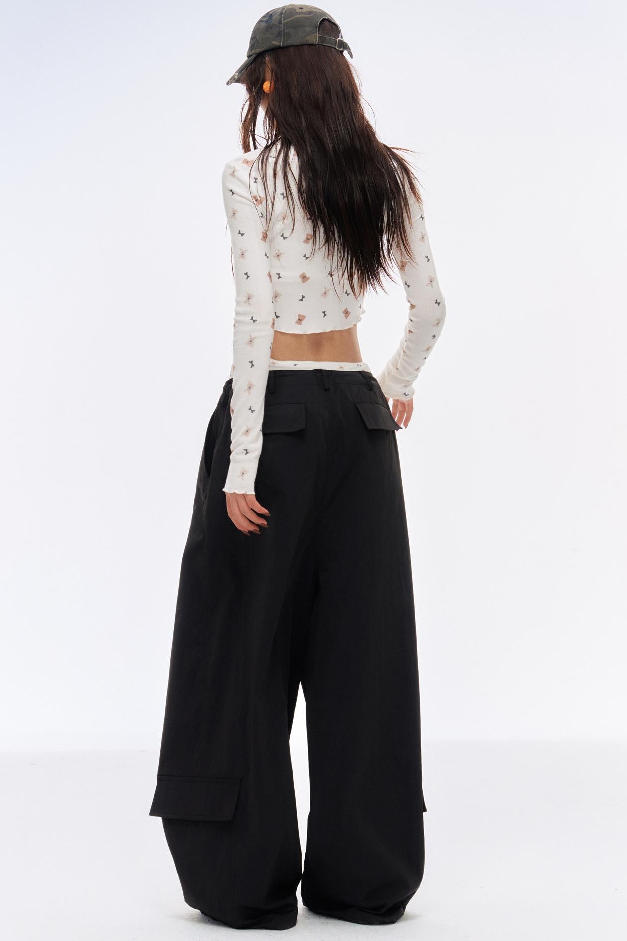 Retro Lockere Low-Rise Cargo-Hosen