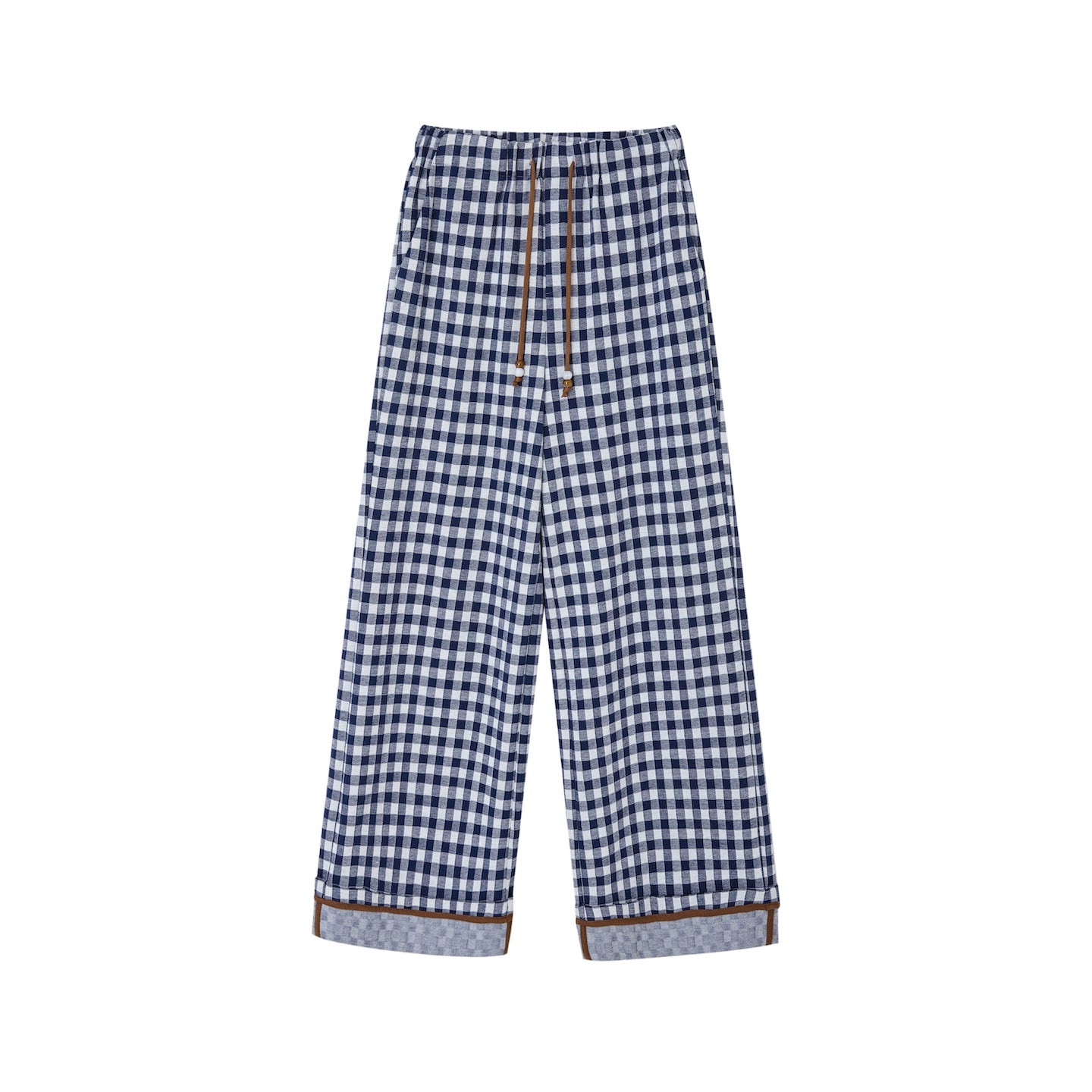 Checkerboard Wide-Leg Trousers
