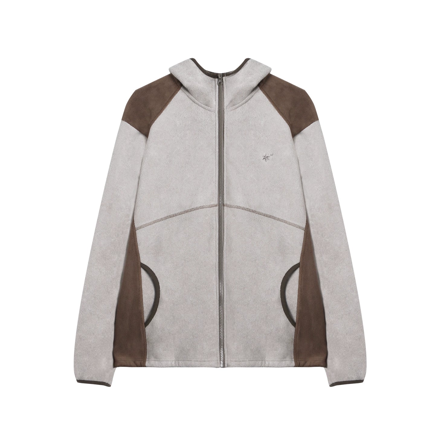 Fleece Patchwork Hooded Jacket