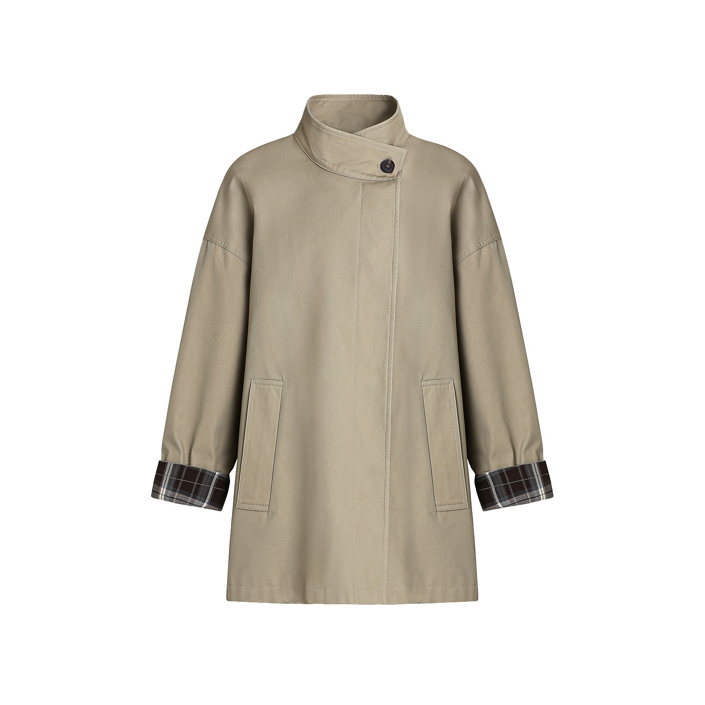 Atmospheric Plaid Patchwork Trench Coat