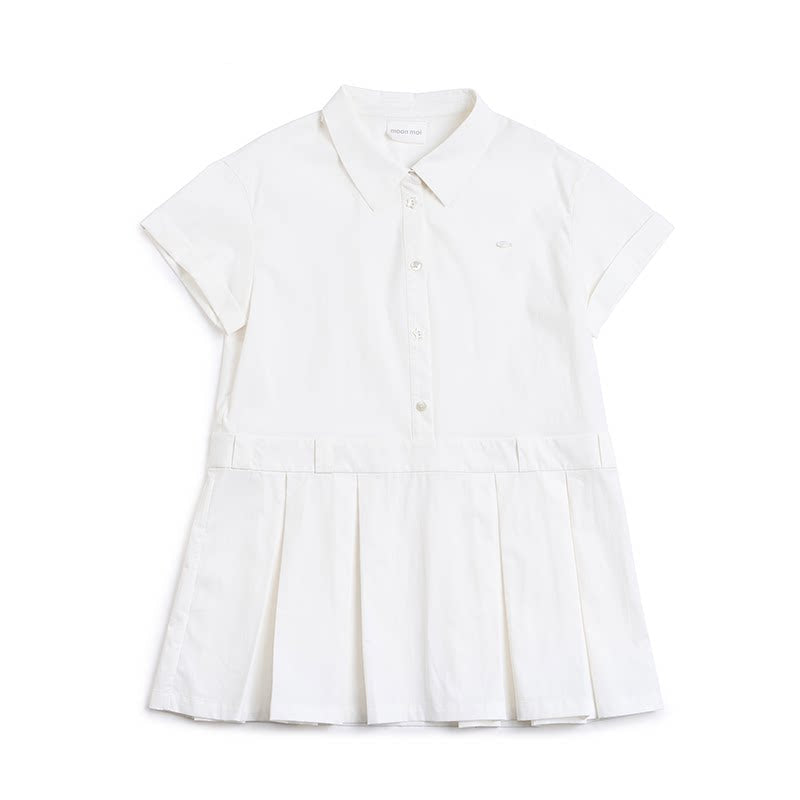 Pleated Polo Collar Dress
