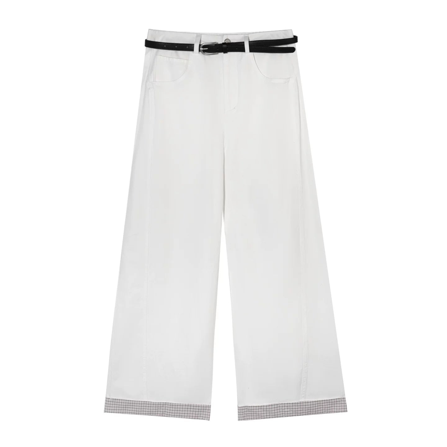 Plaid Patchwork High-Waisted Pants