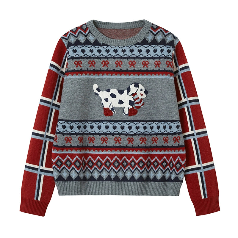 대조적인 체크 피시마 강아지 자수 탑