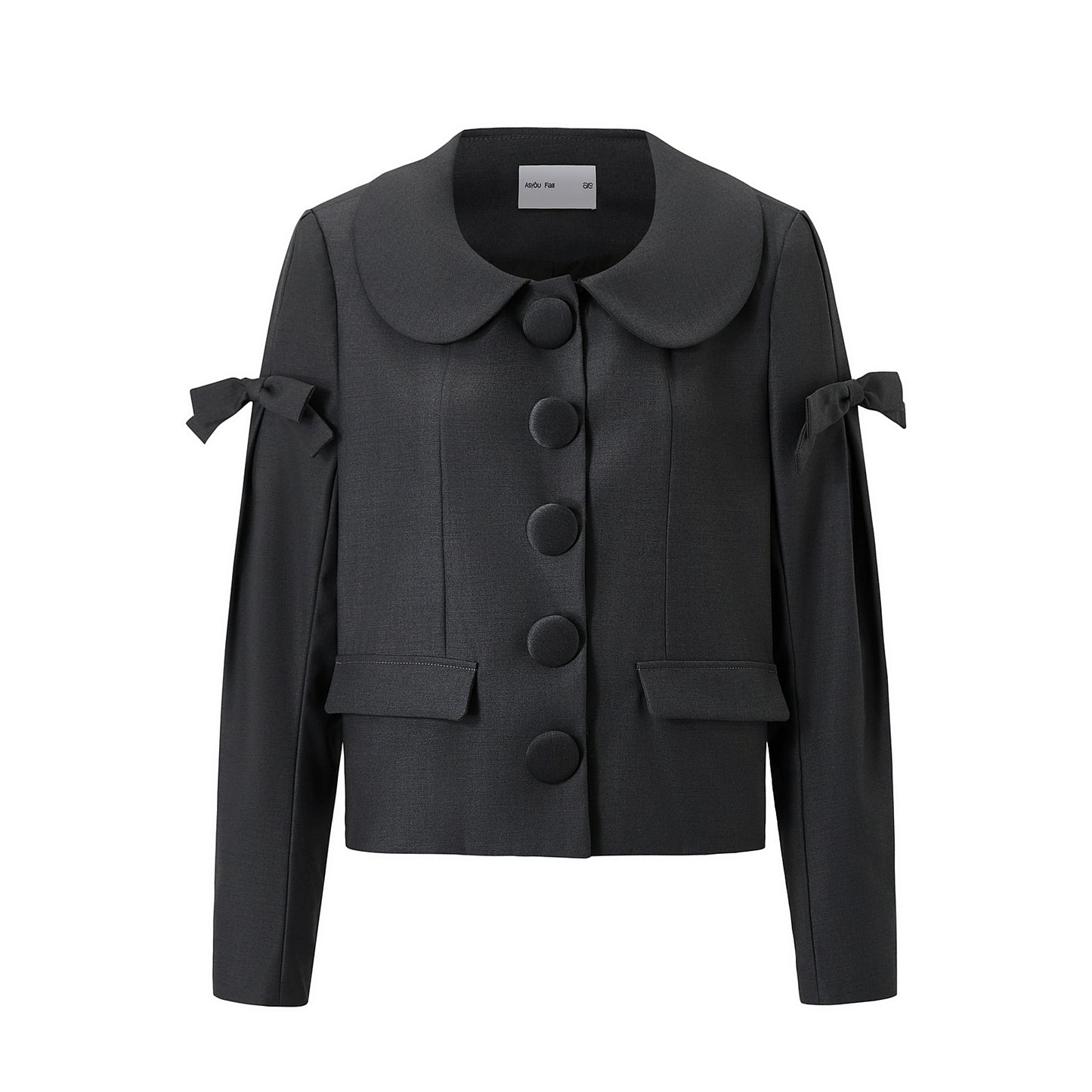 Bow Wool Long Sleeve Trench Coat