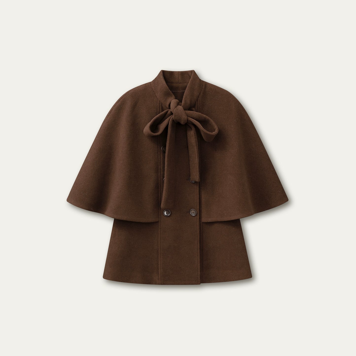 Cocoa Double-Breasted Cape Coat