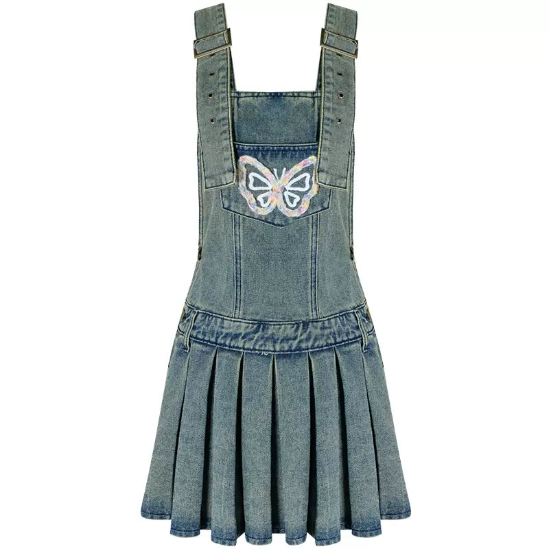 American Retro Design Sense Waist Butterfly Skirt