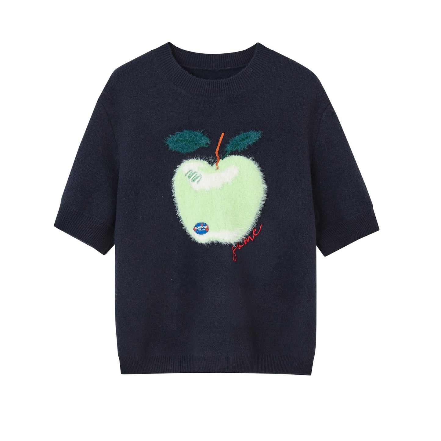 Short-Sleeved Apple Knit Top