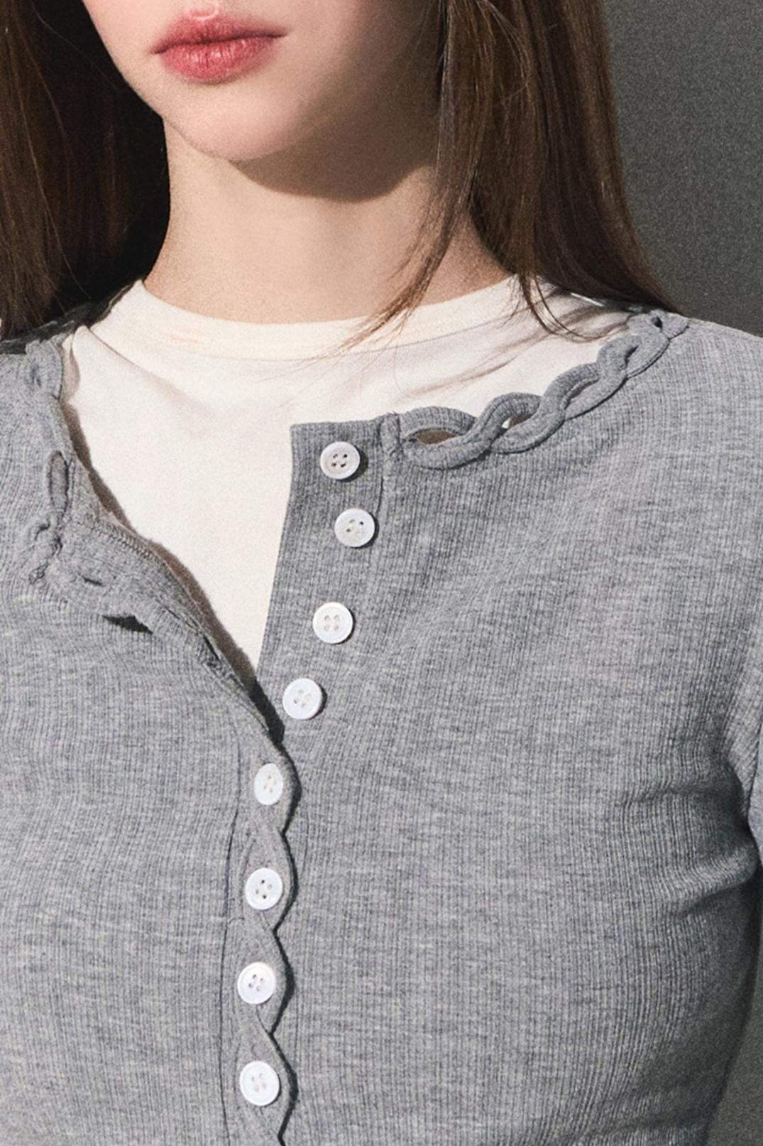 기본 케이블 니트 긴팔 탑