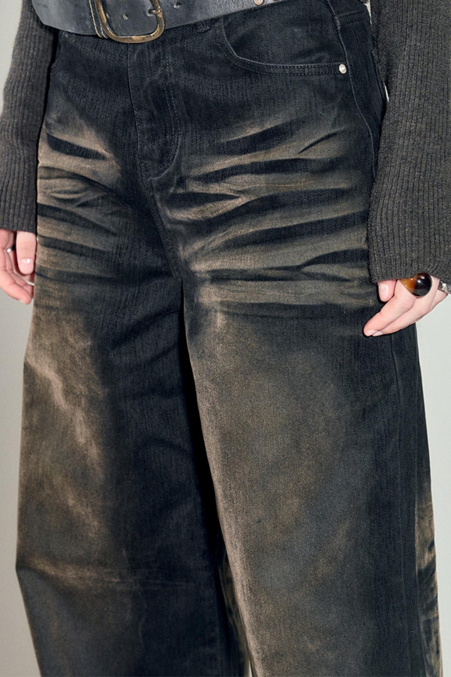 High-Quality Wide-Leg Flocked Jeans