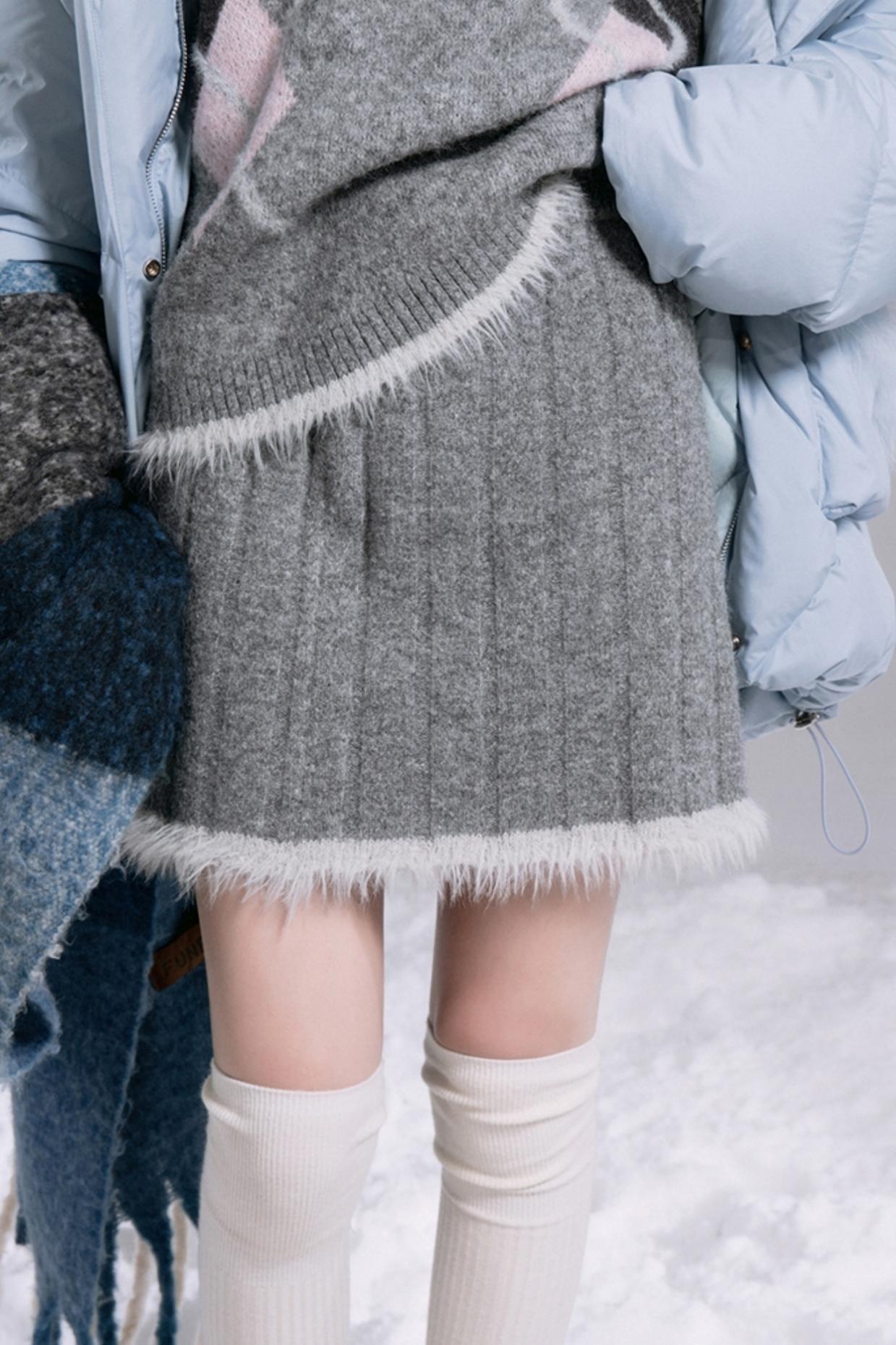 Ensemble jupe plissée A-line en laine et haut