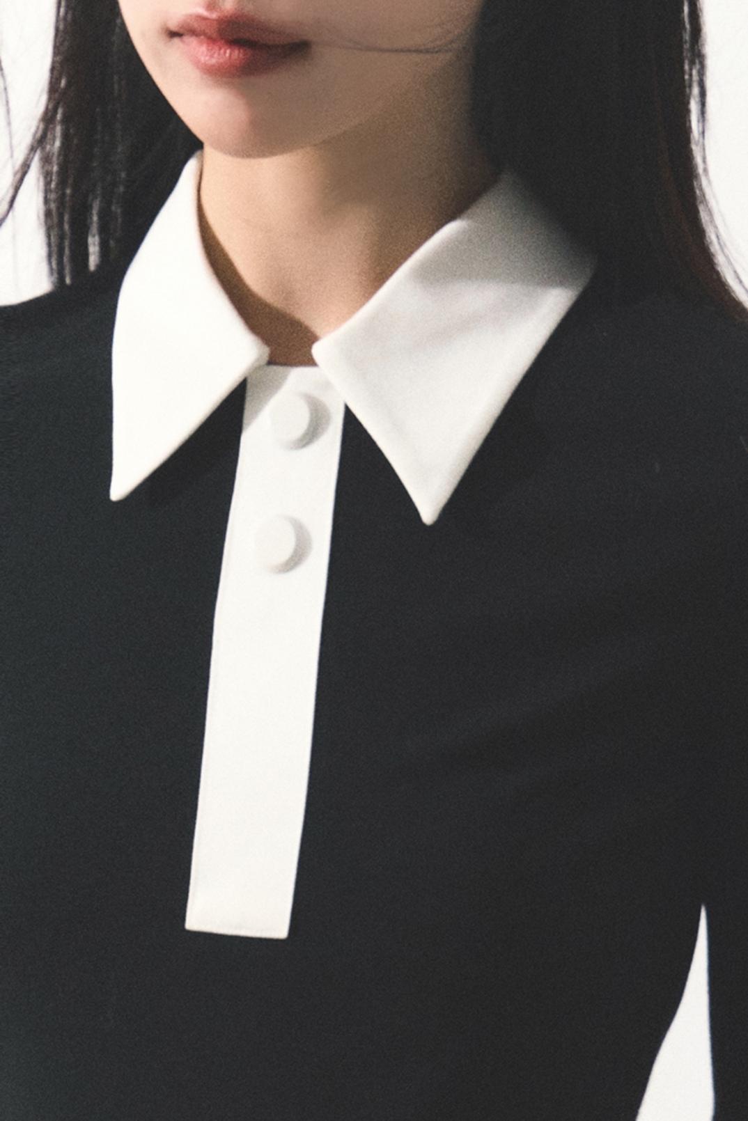 Tops à col polo slim fit contrasté