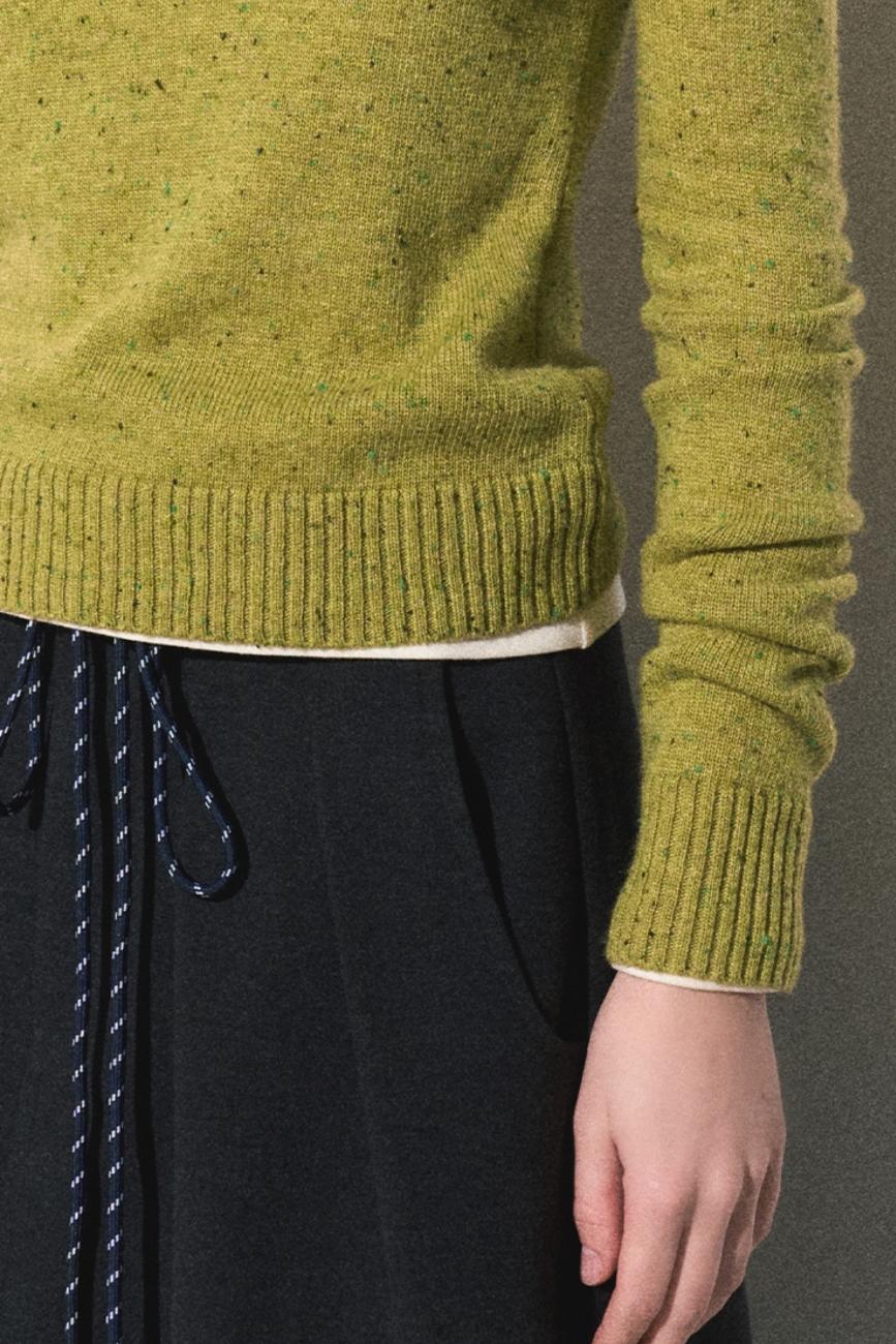 도트 울 니트 폴로 스웨터