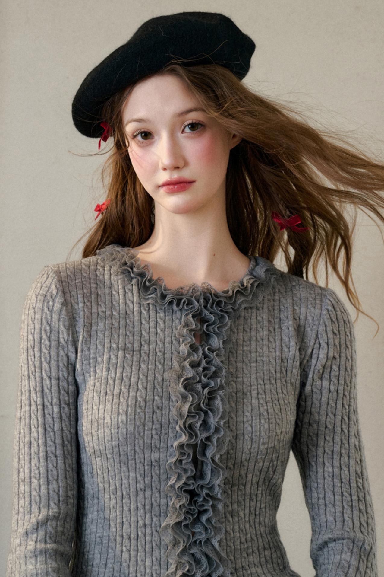 스트레치 니트 카디건 스웨터