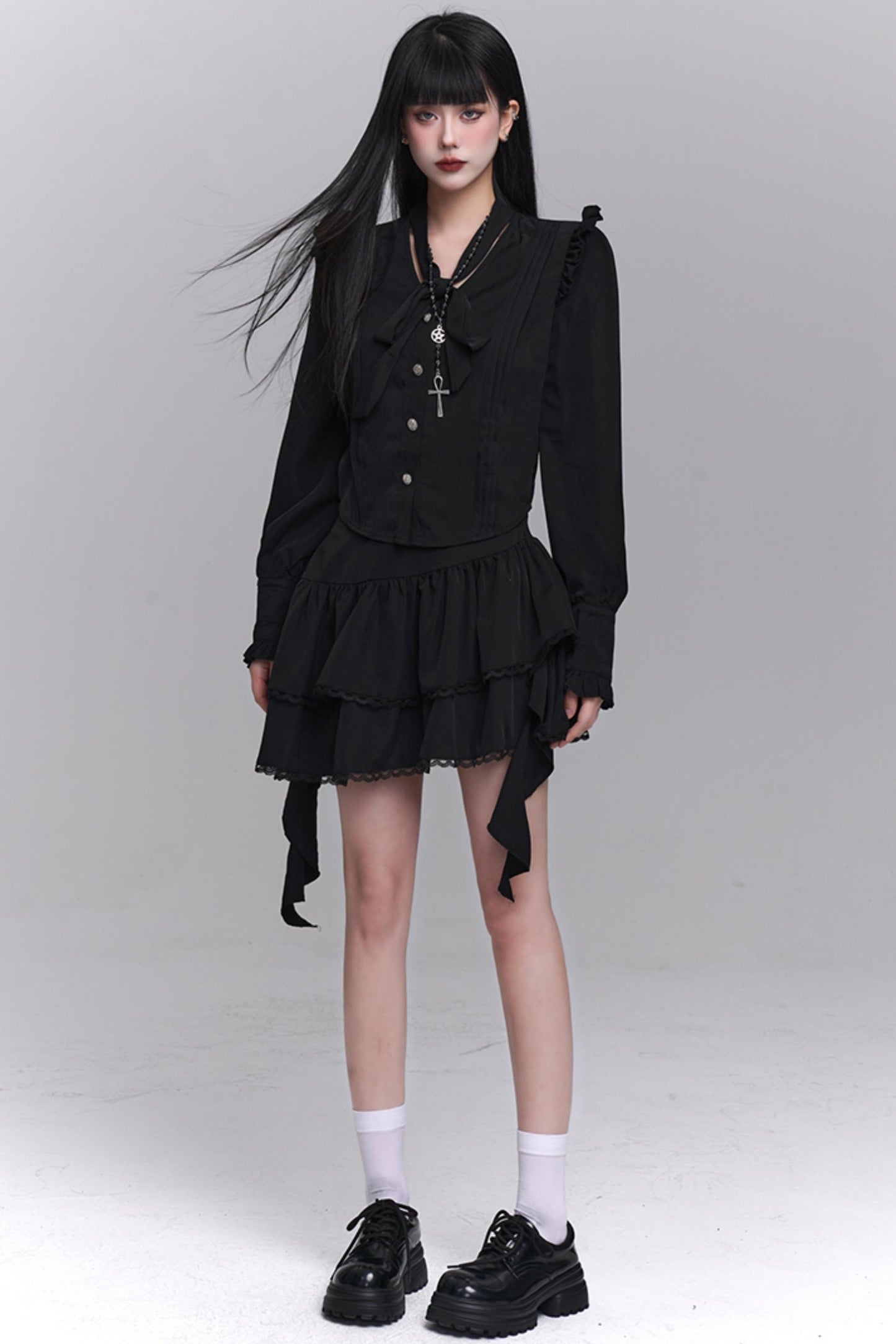 Ensemble chemise et jupe de style coréen