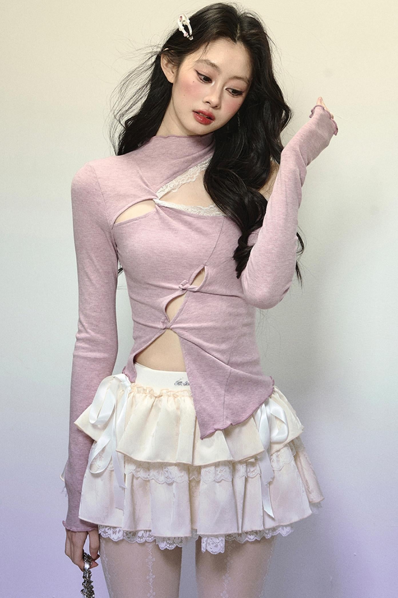 Elegant Half-High Neck Lace Top