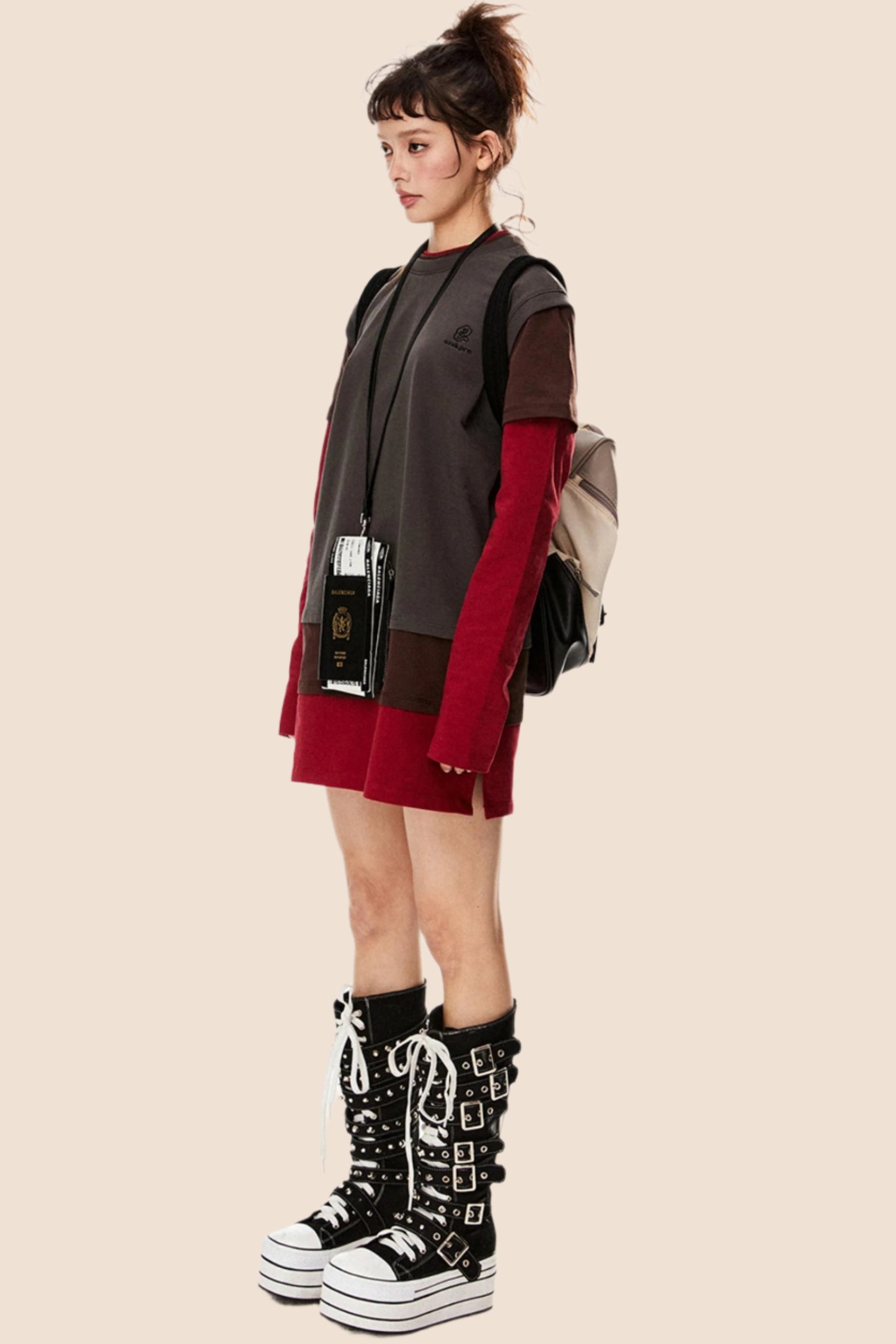 Retro Loose Layered Shoulder Top