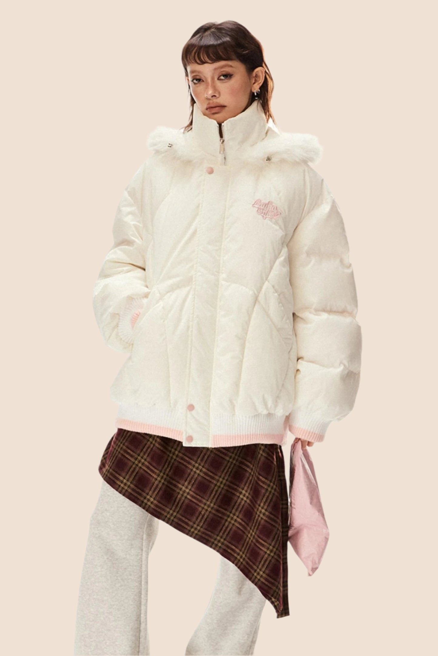 Veste épaisse avec col en fourrure