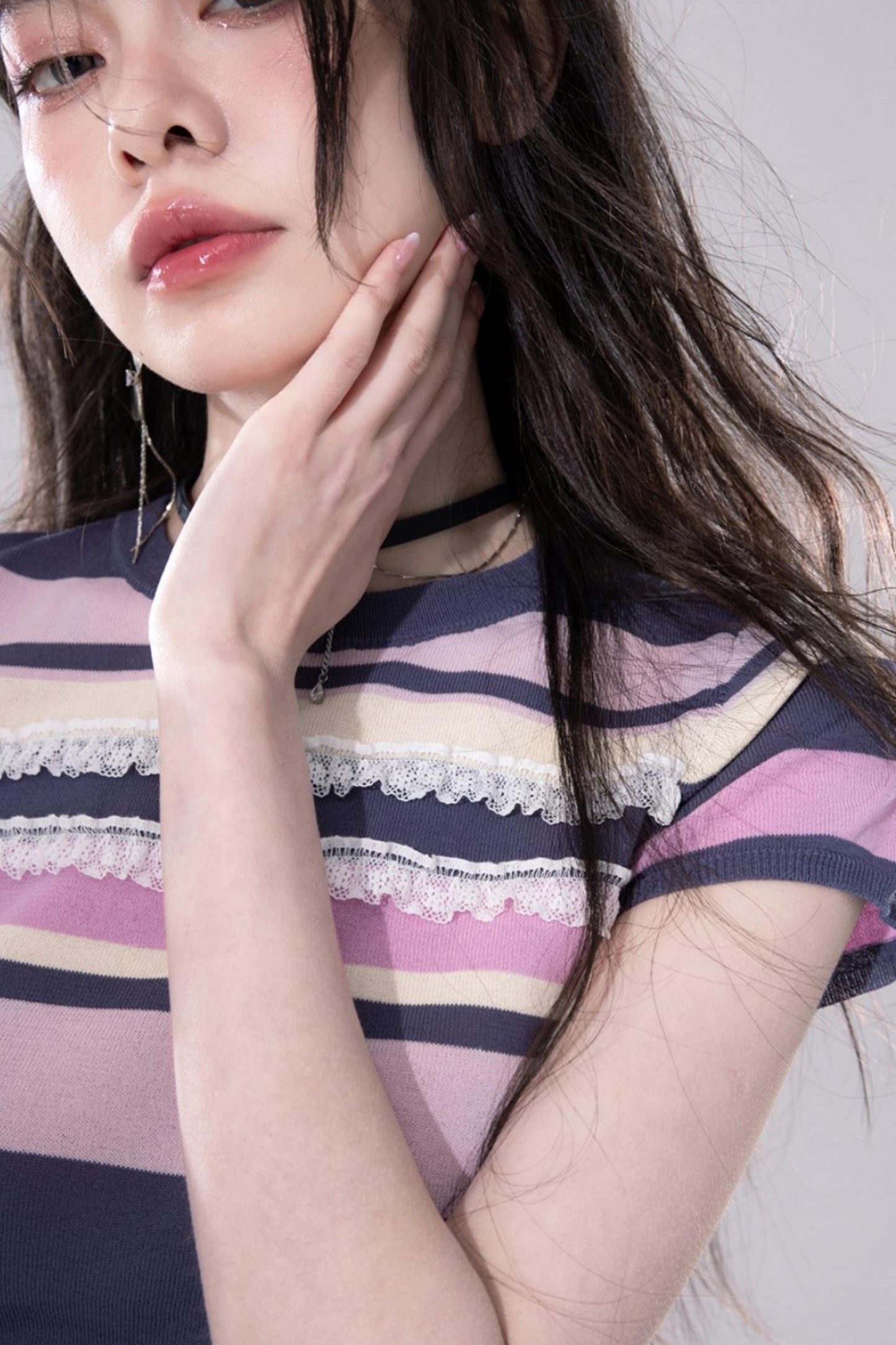 Purple Stripe Knit Top