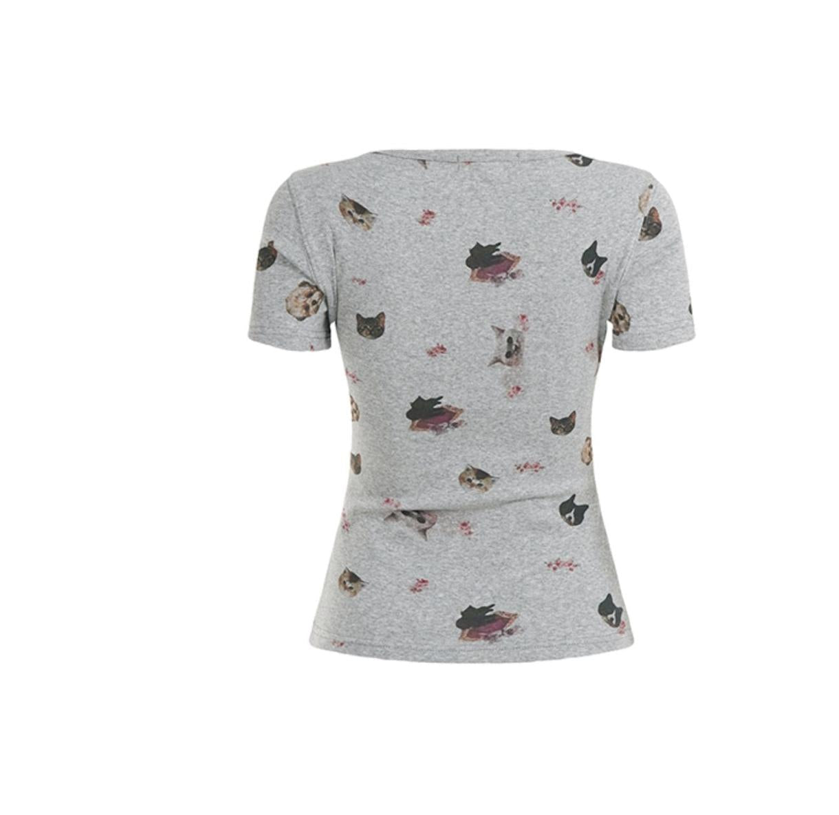 Cute Cat Print Tee