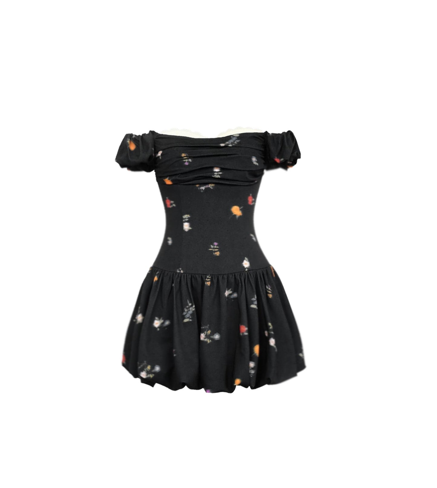 Inked Rose One-Shoulder Floral Dress