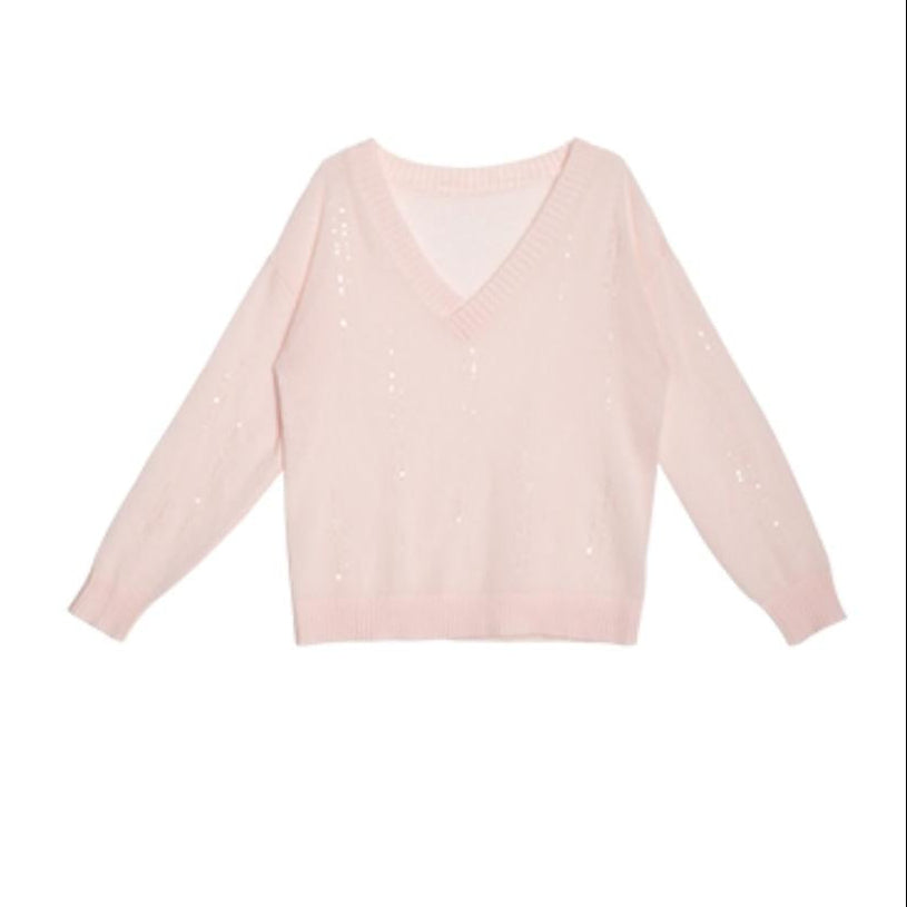 Star Pink V-Collar Sweater