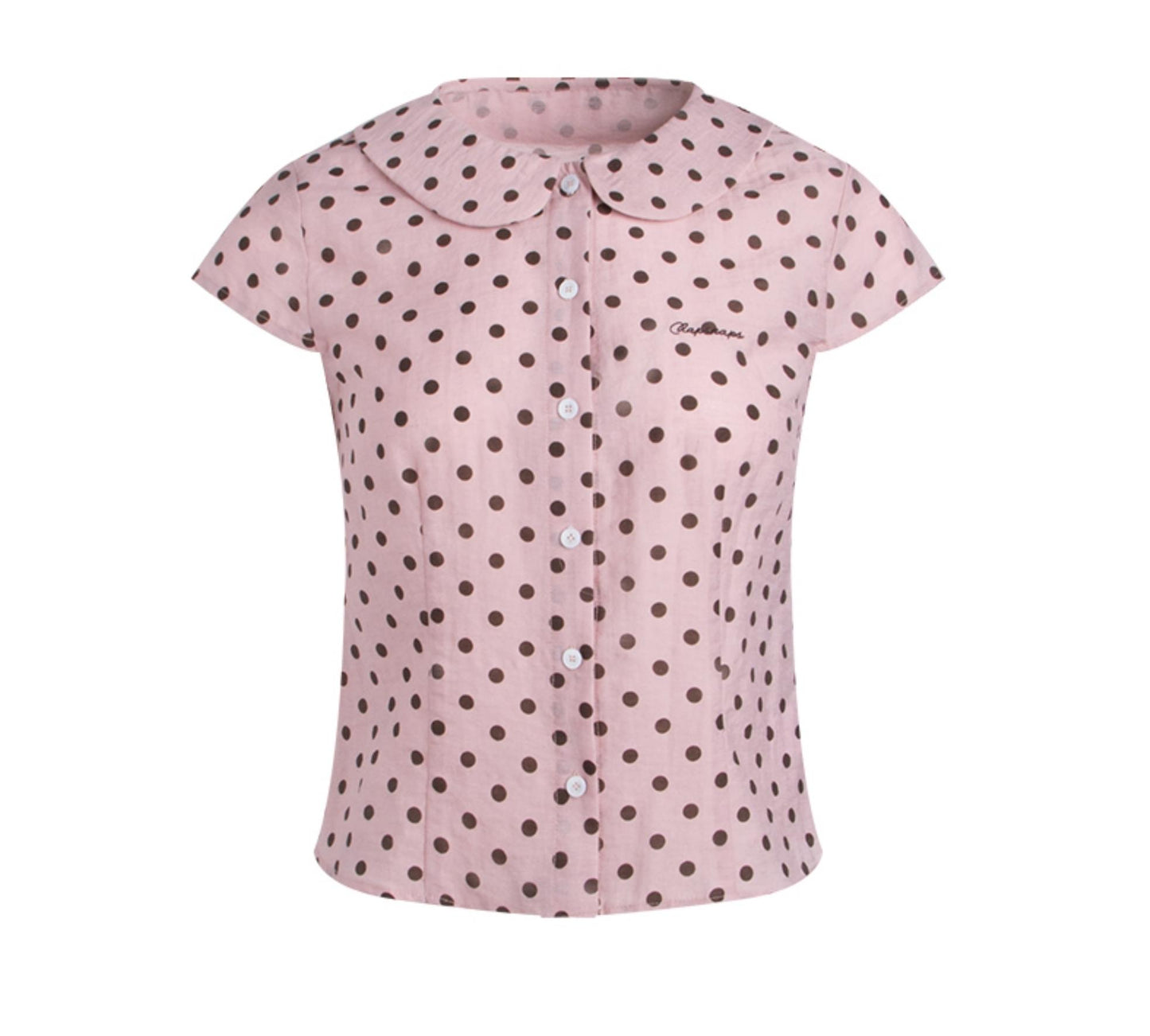 Sweet Pink Polka Dot Doll Collar Shirt