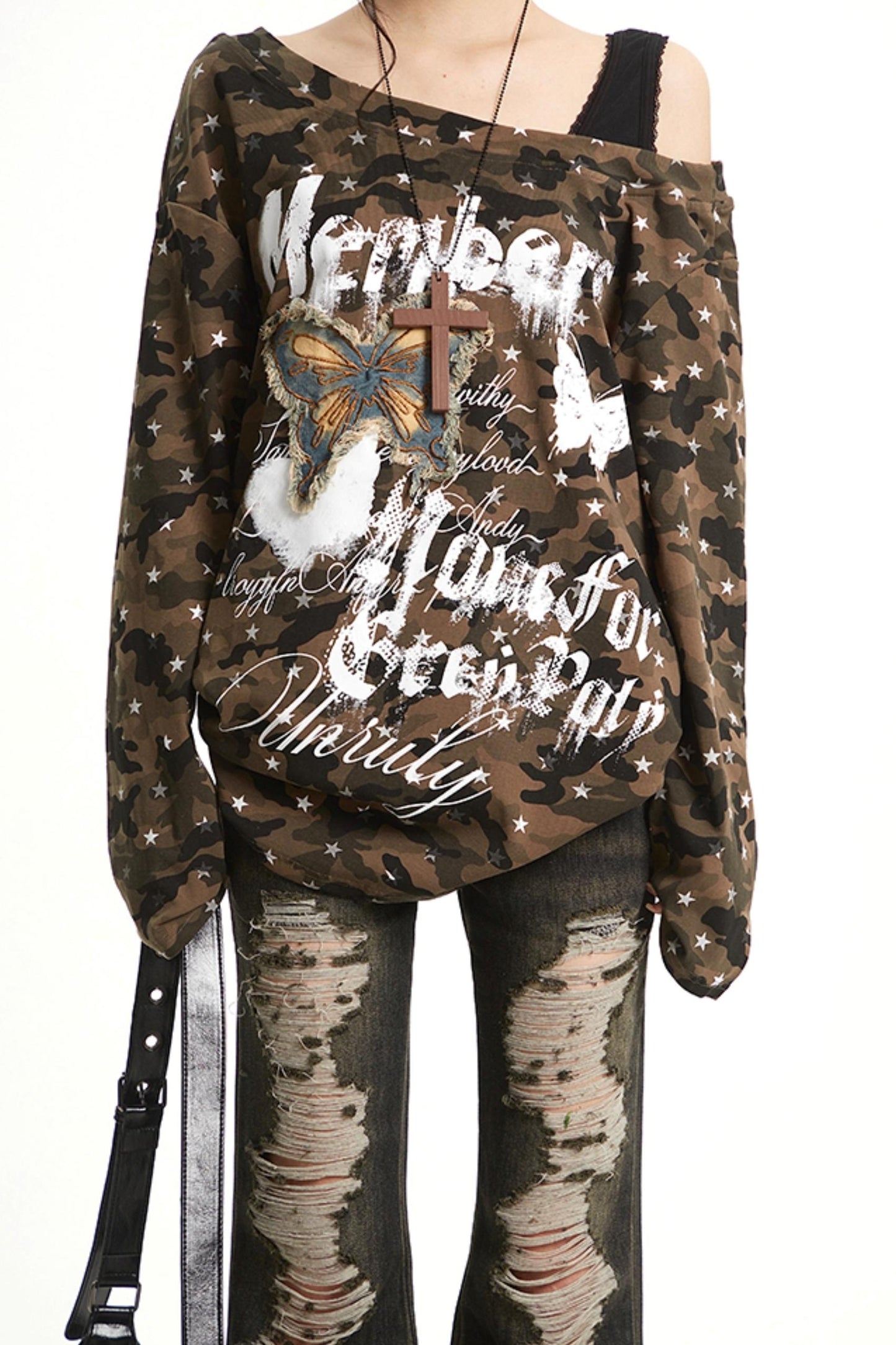 Butterfly Patch Long Sleeve Top