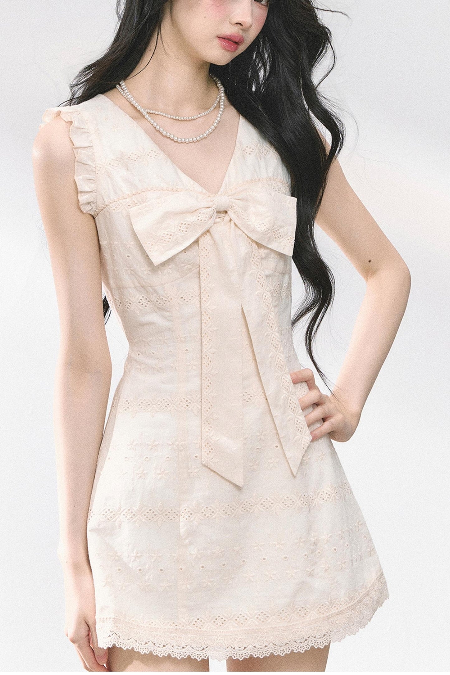 French V-Neck Lace Dress