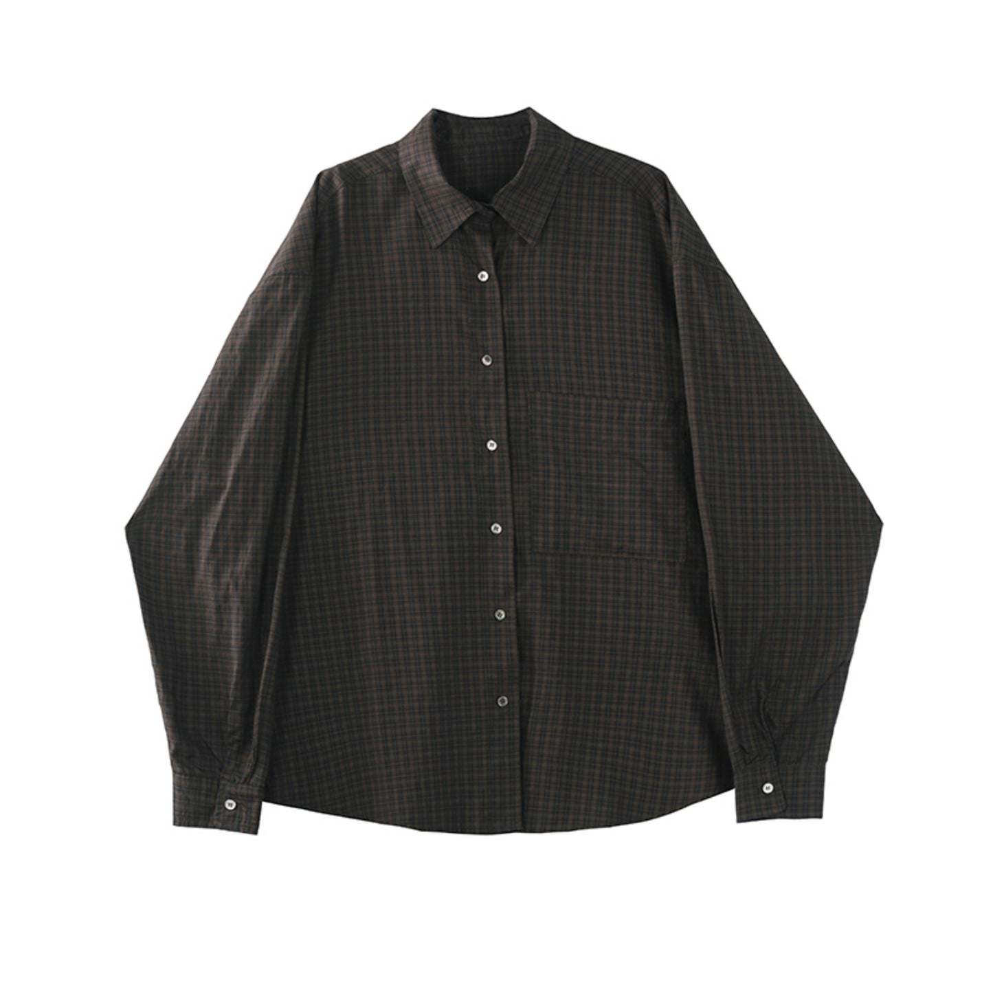 한국 스타일 체크 캐주얼 셔츠