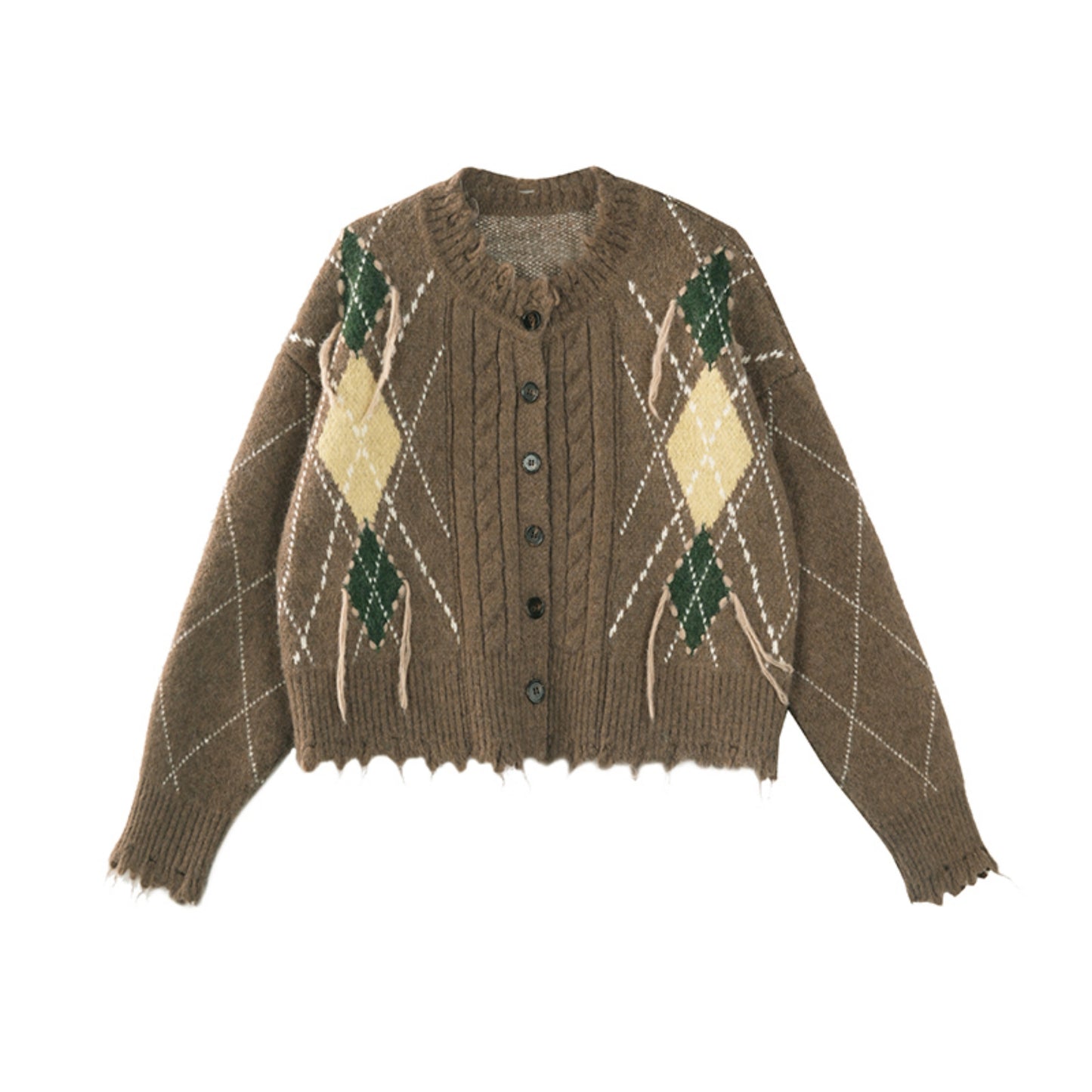 두꺼운 퀼팅 느긋한 스타일 스웨터