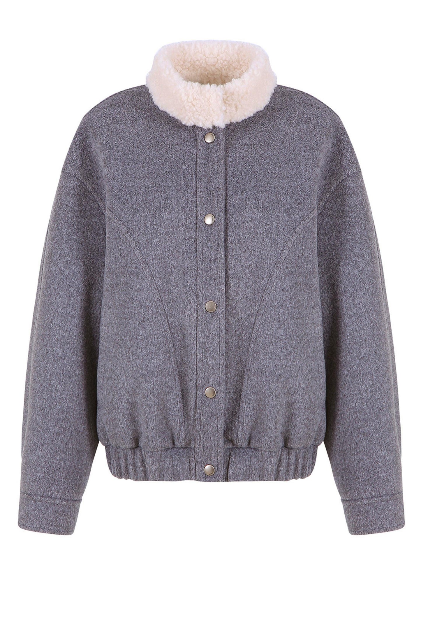 Oatmeal Wool Fur Collar Jacket