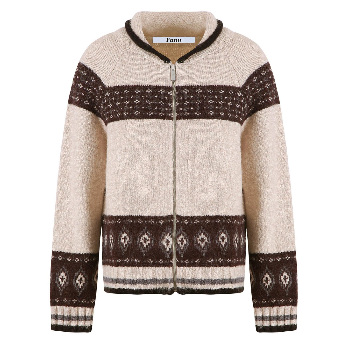 Retro Color-Blocked Wool Cardigan