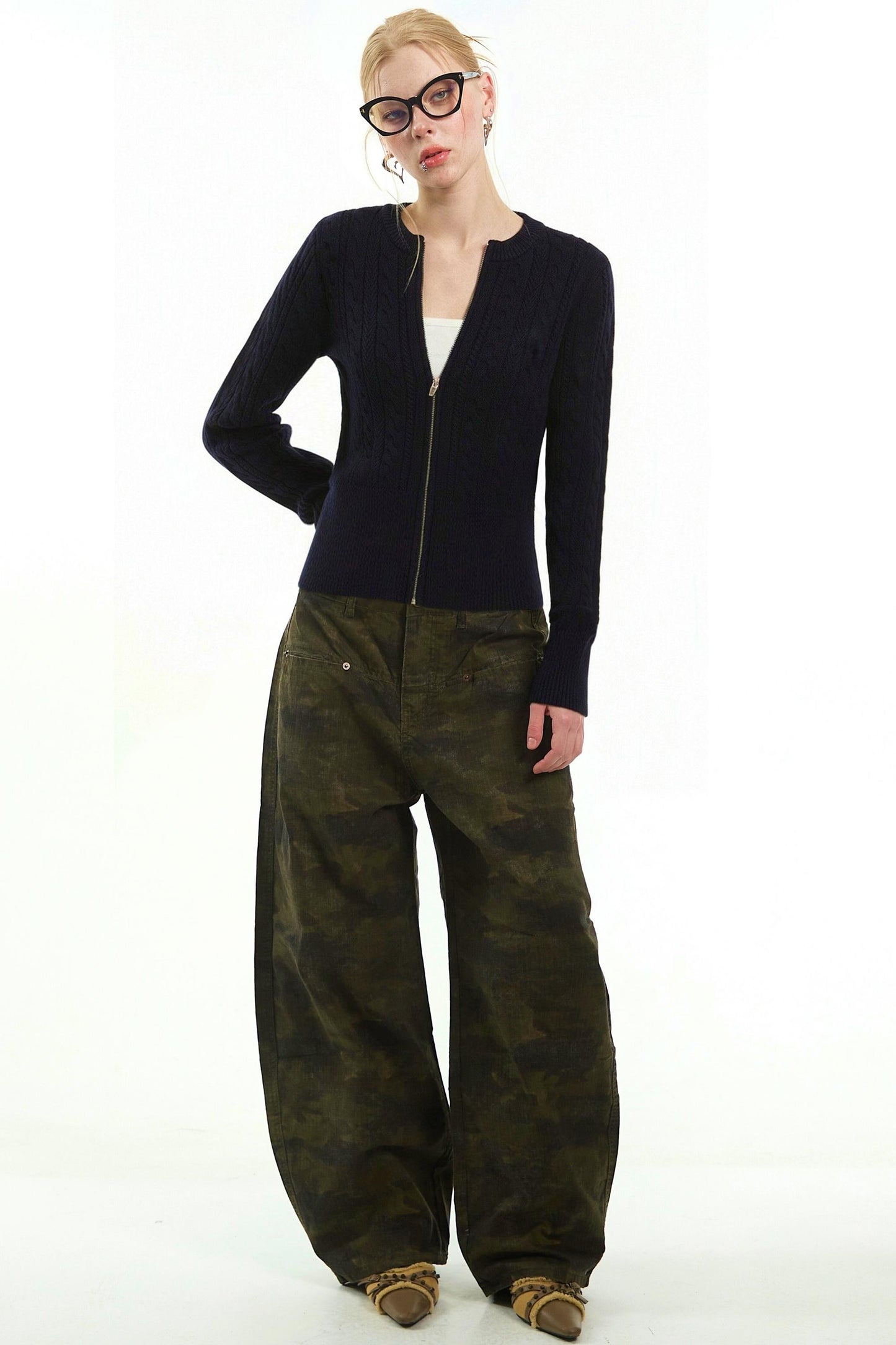 Black Twist Zipper Cardigan