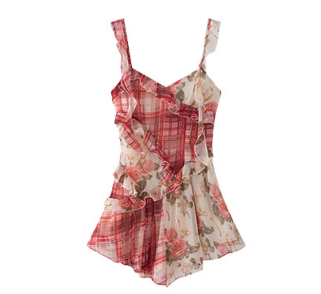 Floral Ruffle Halter Dress