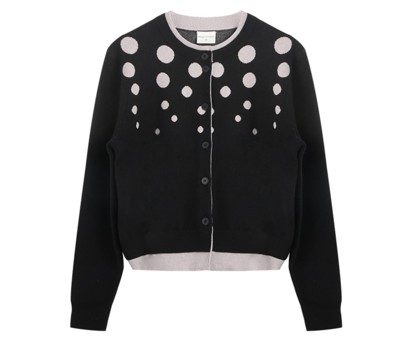 Vintage Polka Dot Crew Neck Sweater Jacket