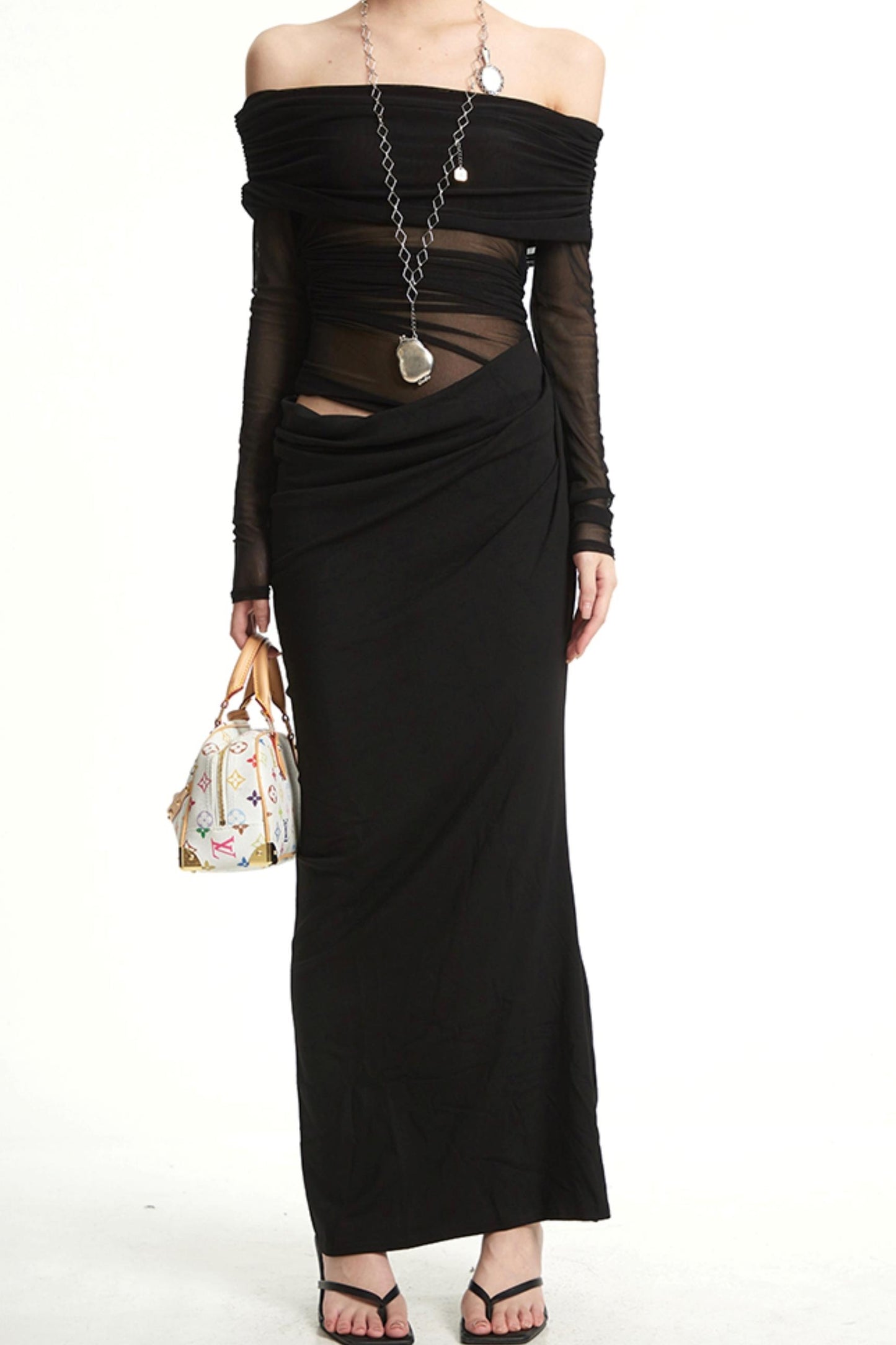 Luxury Black Sleeve Dress