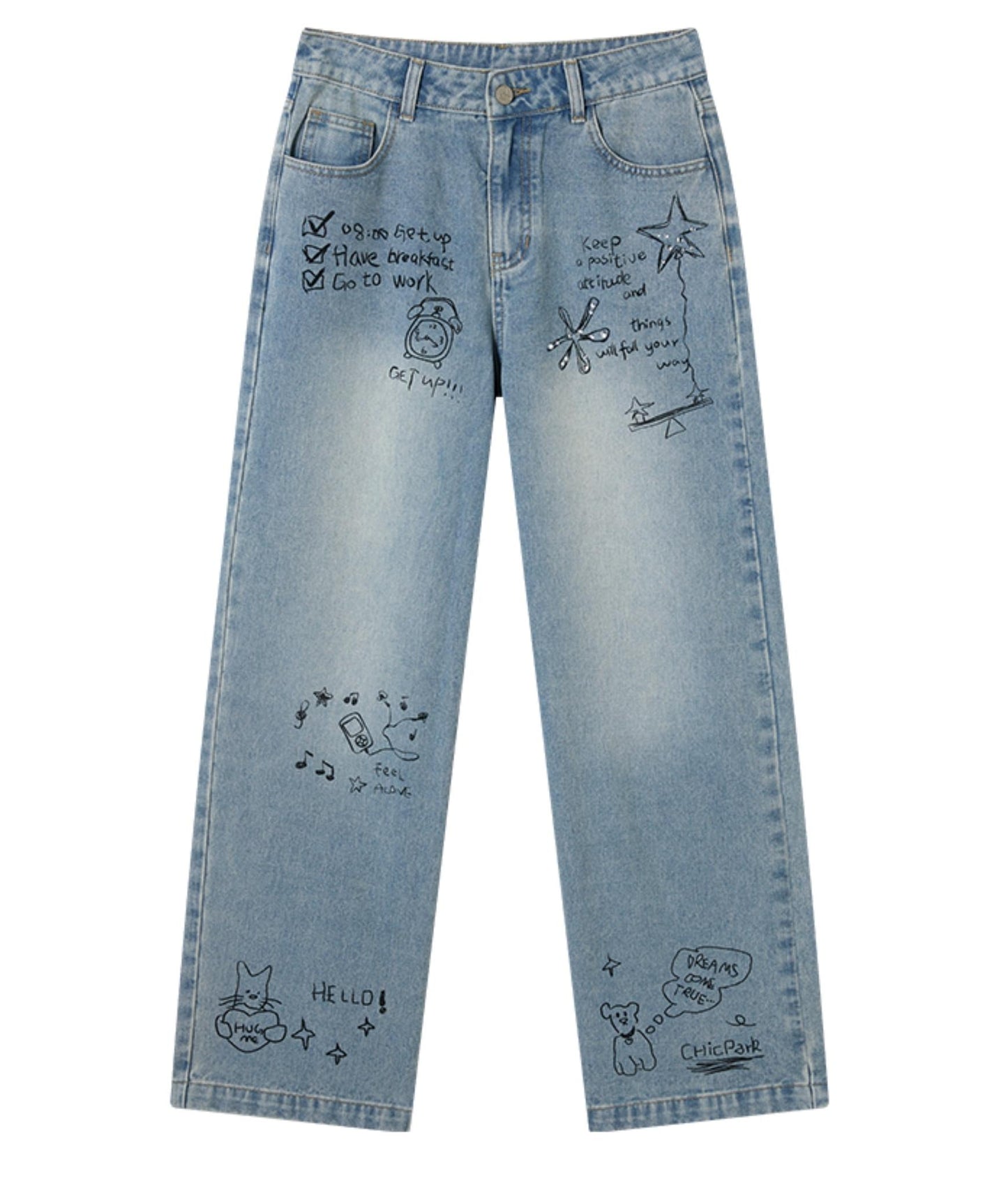 Diamond Print Casual Straight Pants