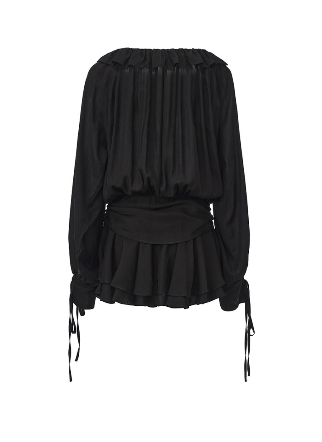 Rhythmic Ruffled Satin Dress