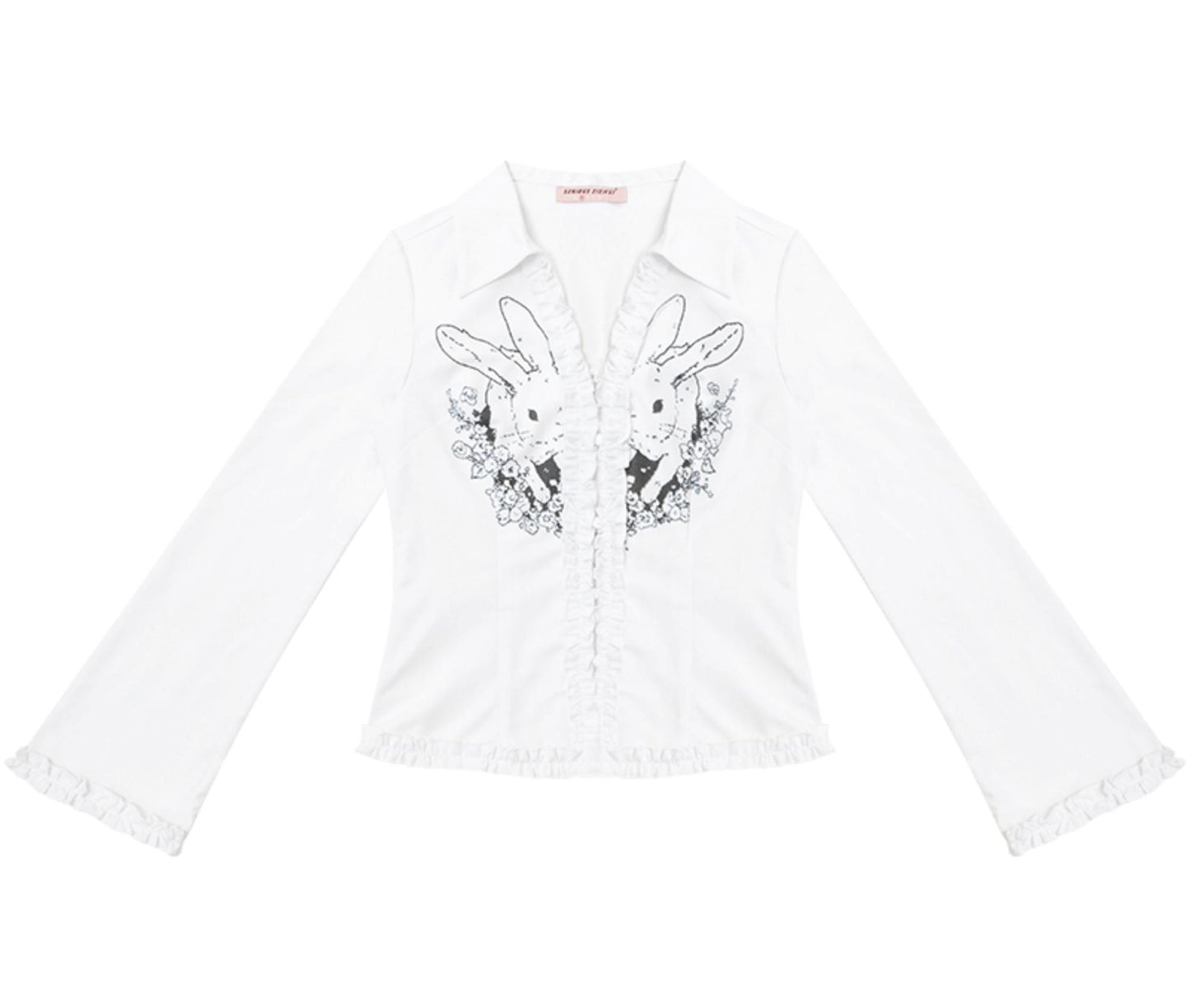 Rabbit Print Slim Long Sleeve Top