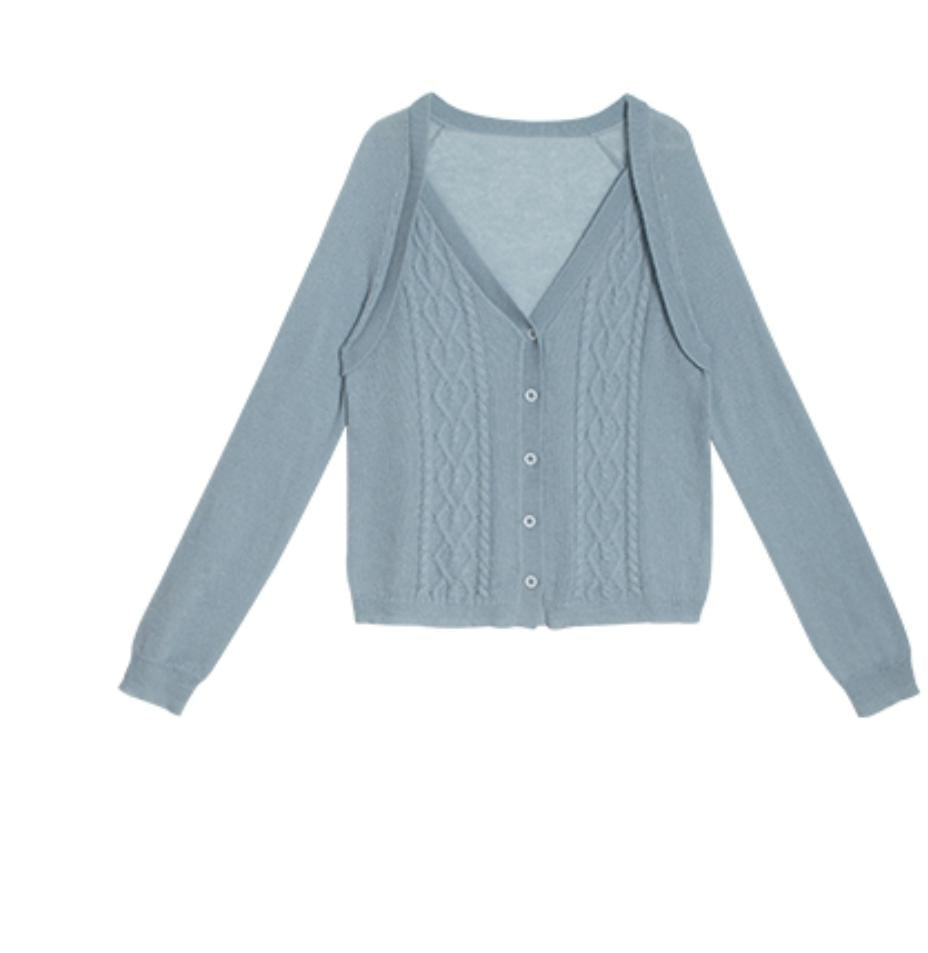 Wavy Wool Diamond Cardigan