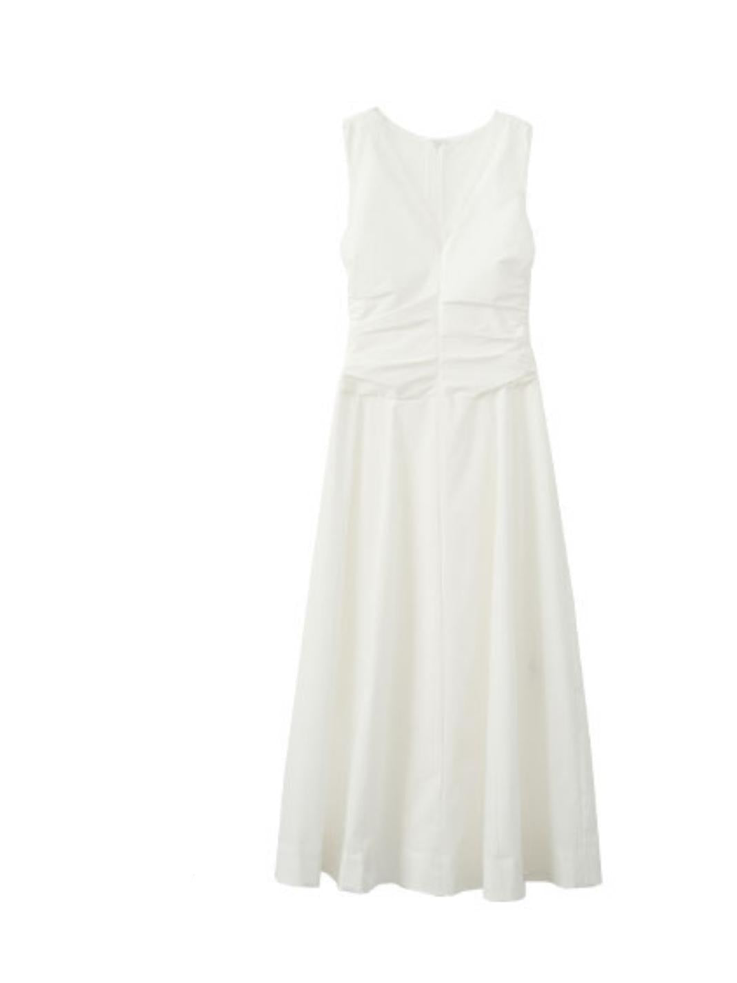 V-Neck Slim Pleated Lace Dress